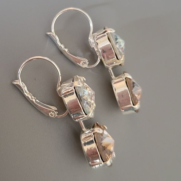 Austrian Crystal Earrings in Shiny Silver - Picture 6 of 9
